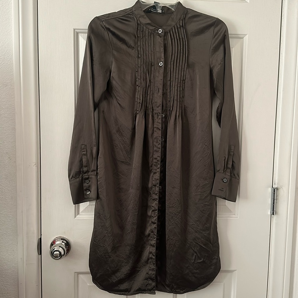 Banana Republic Silk Brown Dress Button Front
